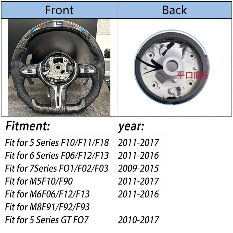 Carbon Fiber LED Style M Sports Steering Wheel for BMW F-Series Models F20, F21, F22, F30, F31, F32, F35, F36, F10, F11, F15, F16, F80, M3, M6