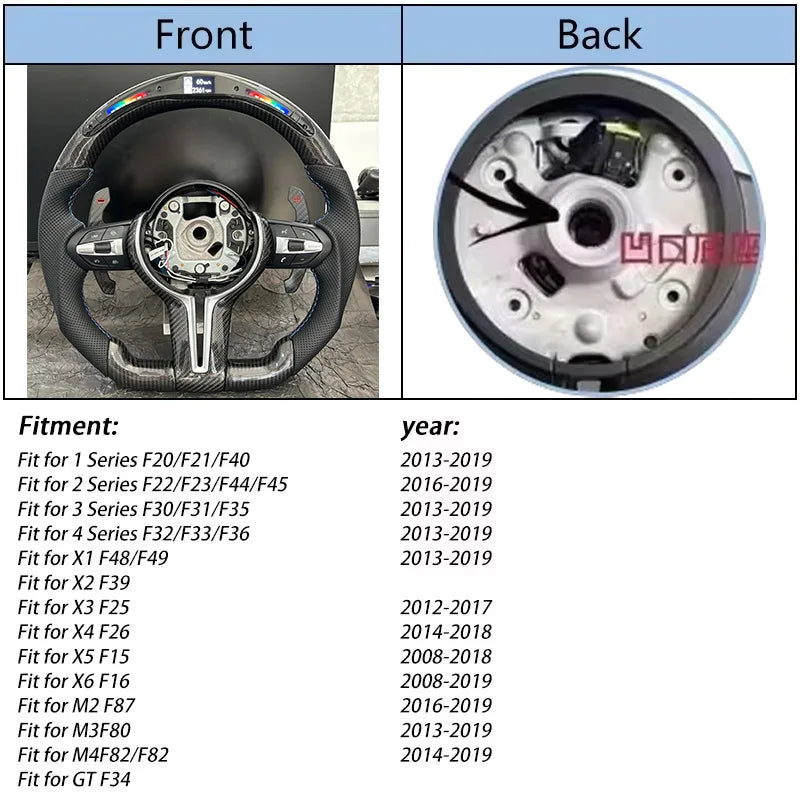 Carbon Fiber LED Style M Sports Steering Wheel for BMW F-Series Models F20, F21, F22, F30, F31, F32, F35, F36, F10, F11, F15, F16, F80, M3, M6